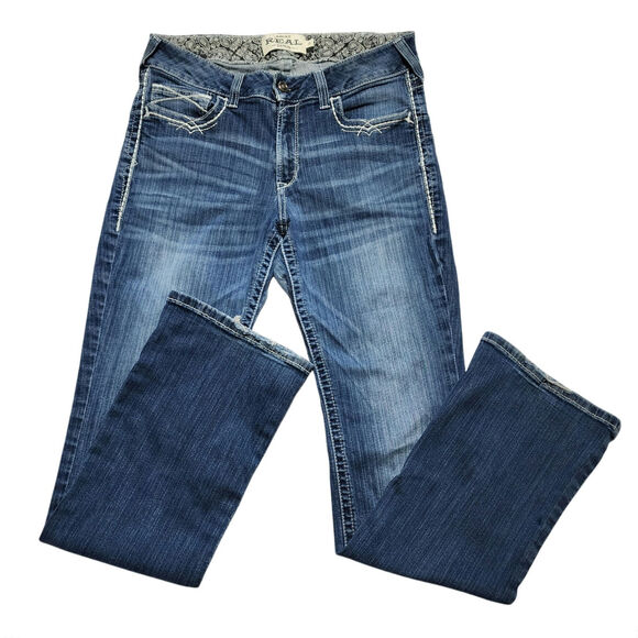 Ariat women's REAL Marine mid rise boot cut jeans entwined 32 L - Picture 1 of 8